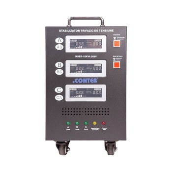 Stabilizator de tensiune trifazic cu servomotor Conter, 15000VA / 12000W, 380V Stabilizator de tensiune trifazic cu servomotor Conter, 15000VA / 12000W, 380V
