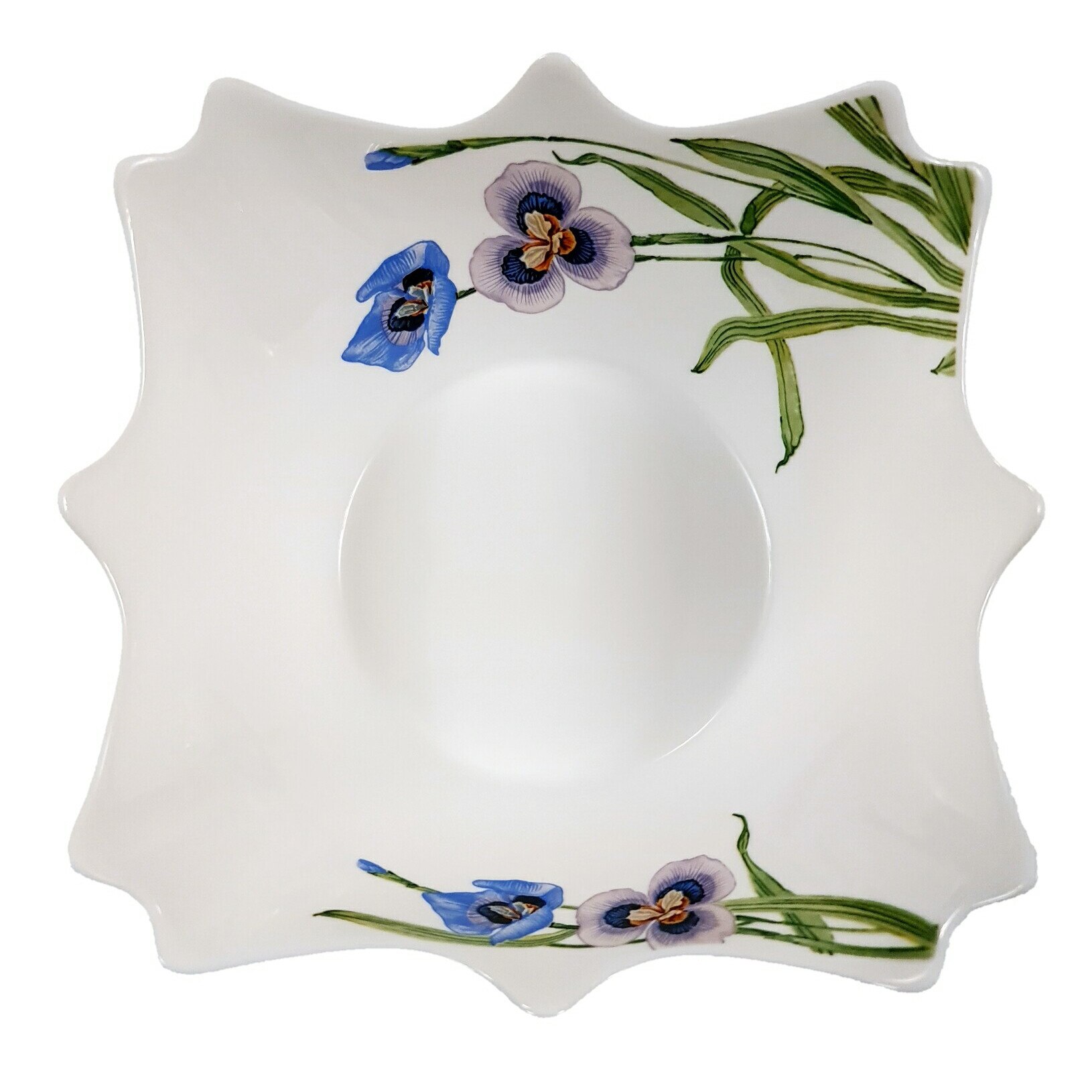 Bol mare alb opal,patrat,19cm,decor floral