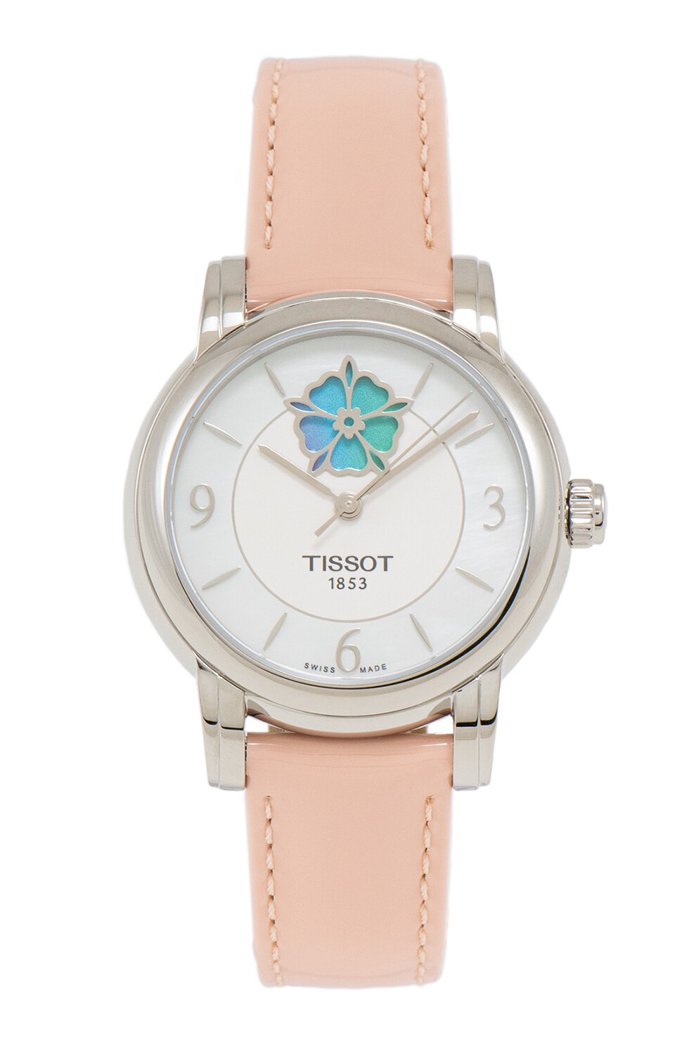 Tissot, Ceas automatic cu o curea de piele, Roz pal/Argintiu