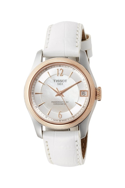 Tissot, Ceas cu o curea de piele, Alb/Auriu
