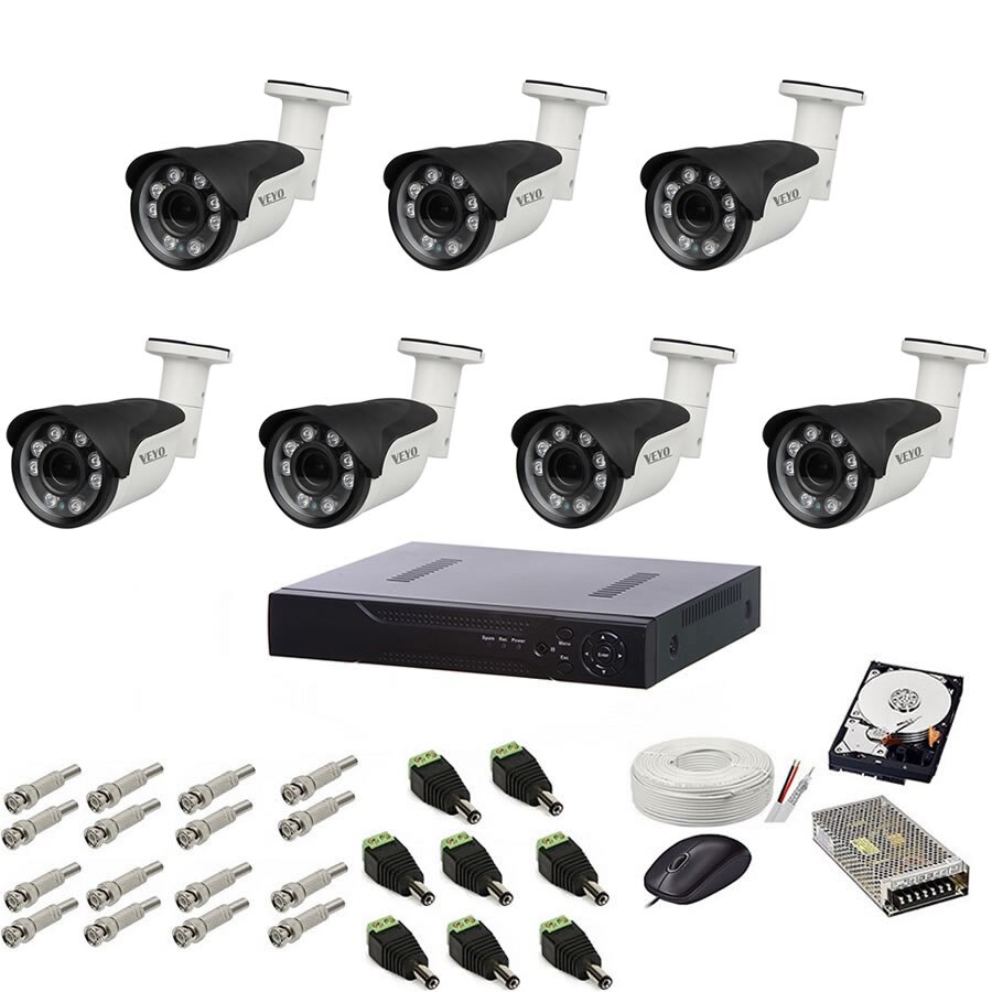 Sistem de supraveghere exterior complet, 5MP, 7 camere IR 40 m