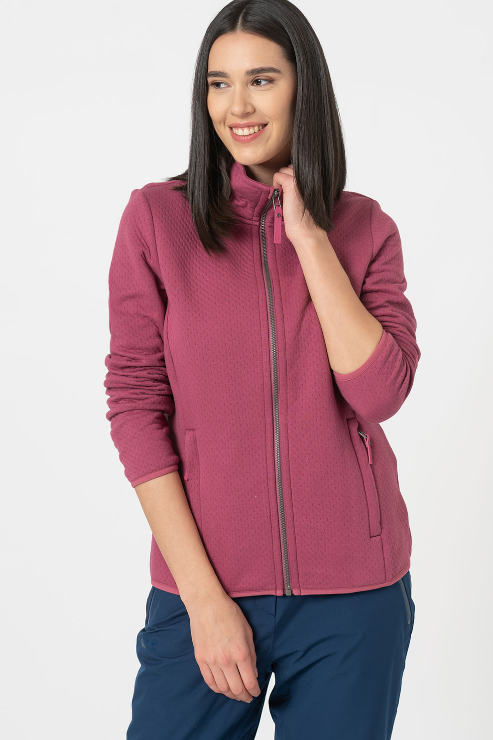 Jack Wolfskin, Bluza sport din amestec de bumbac organic pentru drumetii Natori, Roz fandango, S