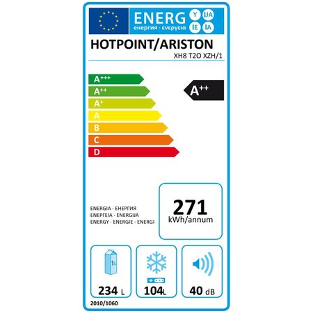 Combina frigorifica Hotpoint XH8T2OXZH/1, 338 l, Clasa A++, No Frost, 191 cm, Inox