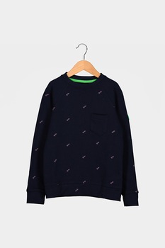 O'Neill, Bluza sport cu imprimeu si buzunar pe piept, Bleumarin, 128 CM O'Neill, Bluza sport cu imprimeu si buzunar pe piept, Bleumarin, 128 CM