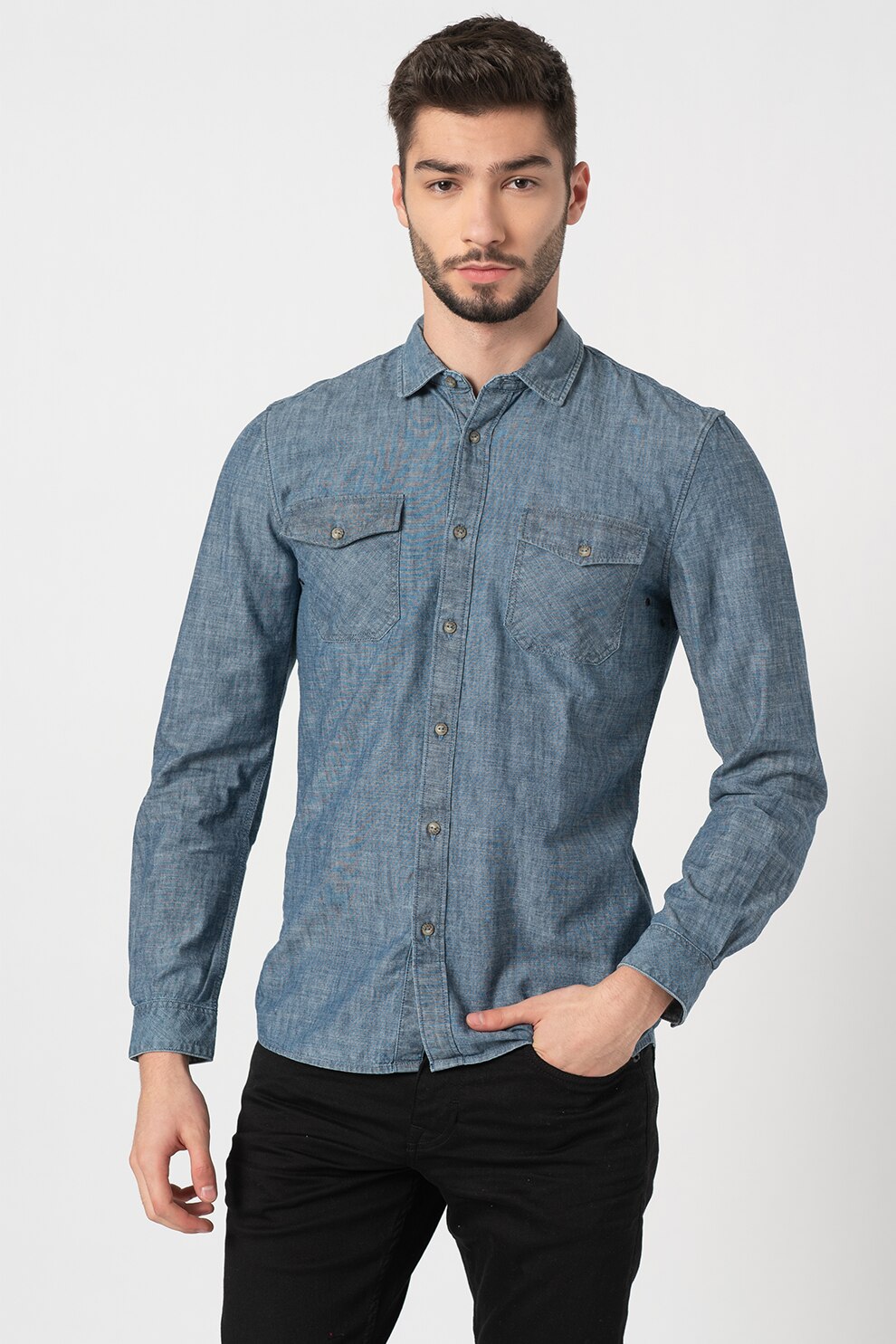 O'Neill, Camasa de denim cu buzunare pe piept, Albastru inchis, XS