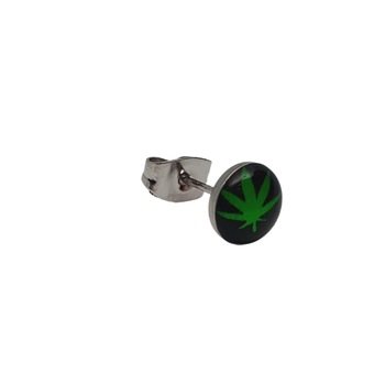 Cercel barbati, Jumpto, model marijuana, negru/verde Cercel barbati, Jumpto, model marijuana, negru/verde