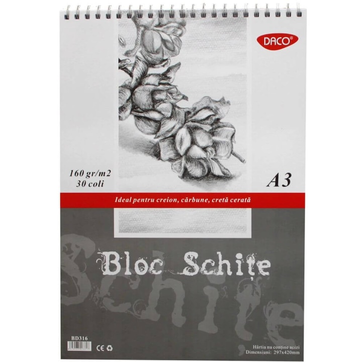 Bloc Schite A3 Daco, 30 File, 160 g/m²