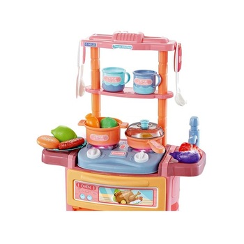 Bucatarie Multifunctionala, 20 piese chiuveta cu circuit de apa, cuptor, ustensile, fructe, legume, lumini si sunete Bucatarie Multifunctionala, 20 piese chiuveta cu circuit de apa, cuptor, ustensile, fructe, legume, lumini si sunete