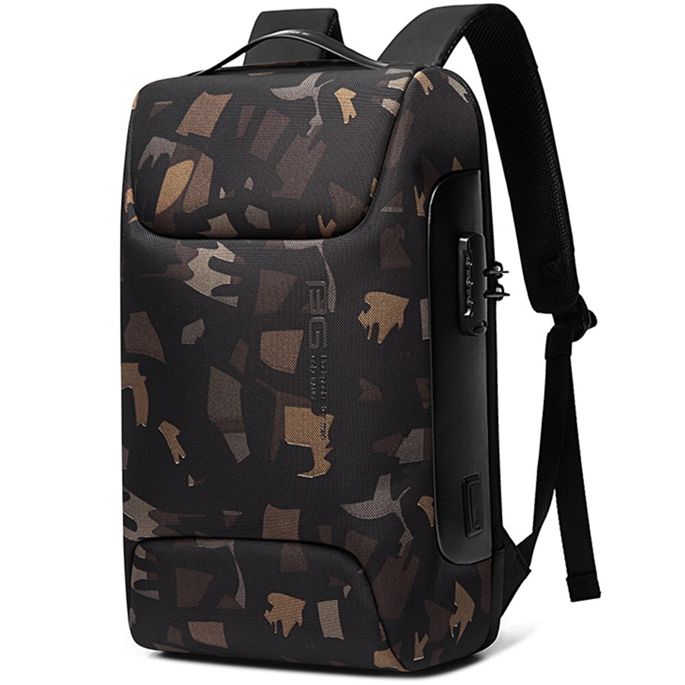 Rucsac laptop, buzunar antifurt si port USB, lacat TSA, sistem fixare pe valiza, compartiment laptop 15.6 inch, potrivit pentru birou si calatorii, BANGE, BG7216MY, Army