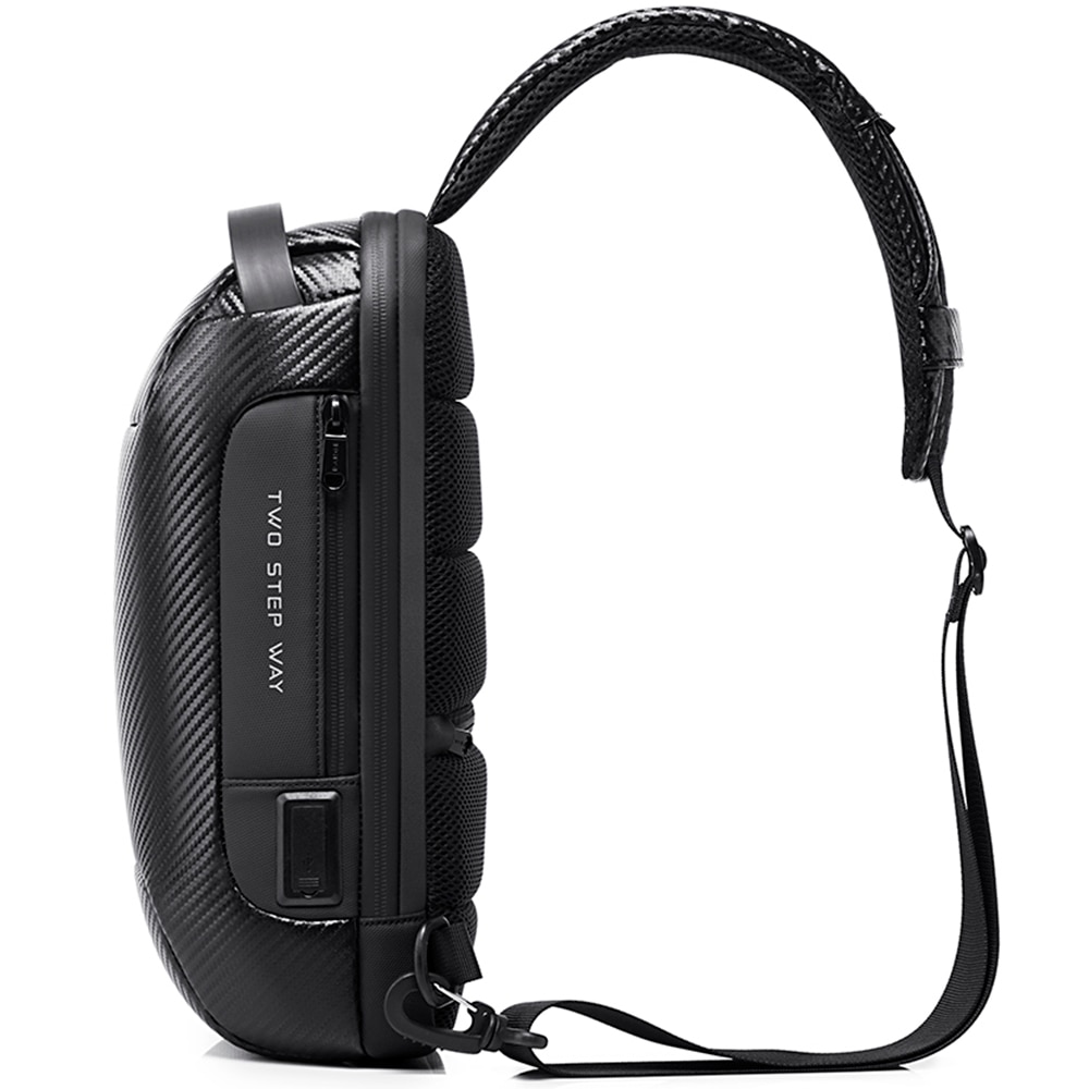 Rucsac crossbody, lacat TSA si port USB, rezistent la apa, buzunar antifurt, potrivit pentru calatorii sau zi de zi BANGE, BG22085+ Carbon