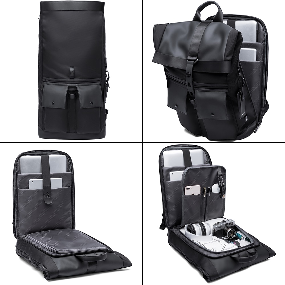 Rucsac laptop 15.6 inch, pentru calatorii, rezistent la apa, compartiment tableta, eticheta date de contact BANGE, BG-G65BK, Negru