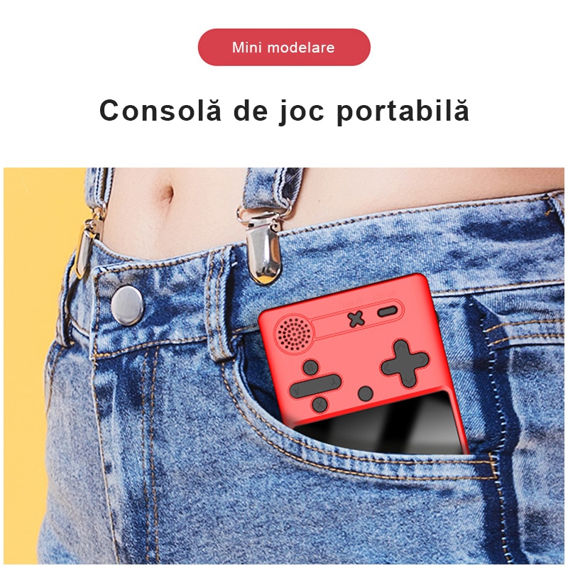 Consola portabila pentru 2 jucatori, 500 de jocuri, Rosu