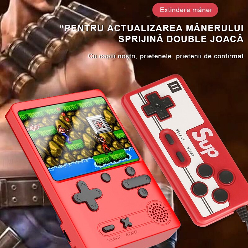 Consola portabila pentru 2 jucatori, 500 de jocuri, Rosu