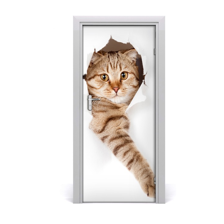 Stickere decorative. Tulup. Autocolante pentru usi. model pisica perete. 85 x 205 cm
