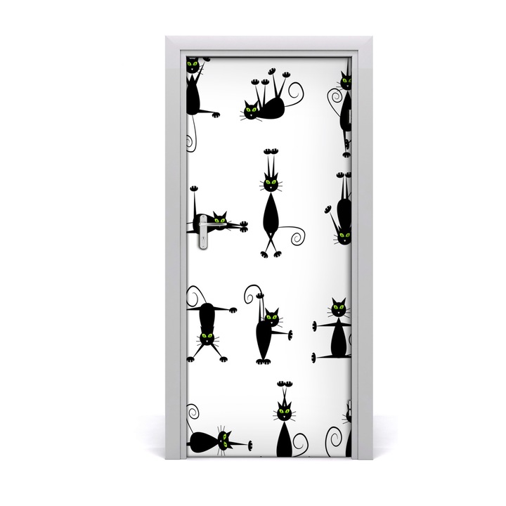 Stickere decorative. Tulup. Autocolante pentru usi. model Pisici de perete. 85 x 205 cm