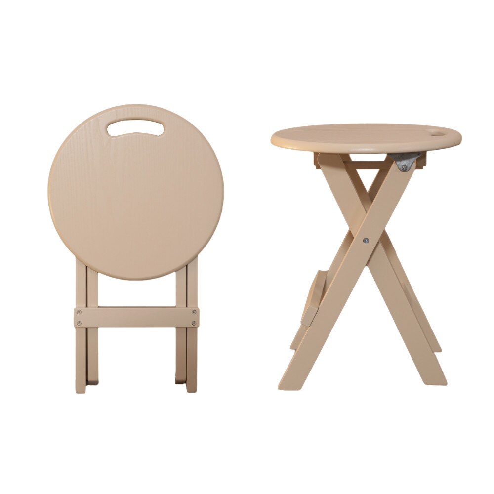 Set 2 scaune pliabile de tip taburet din lemn de fag Moderna Smart, bej