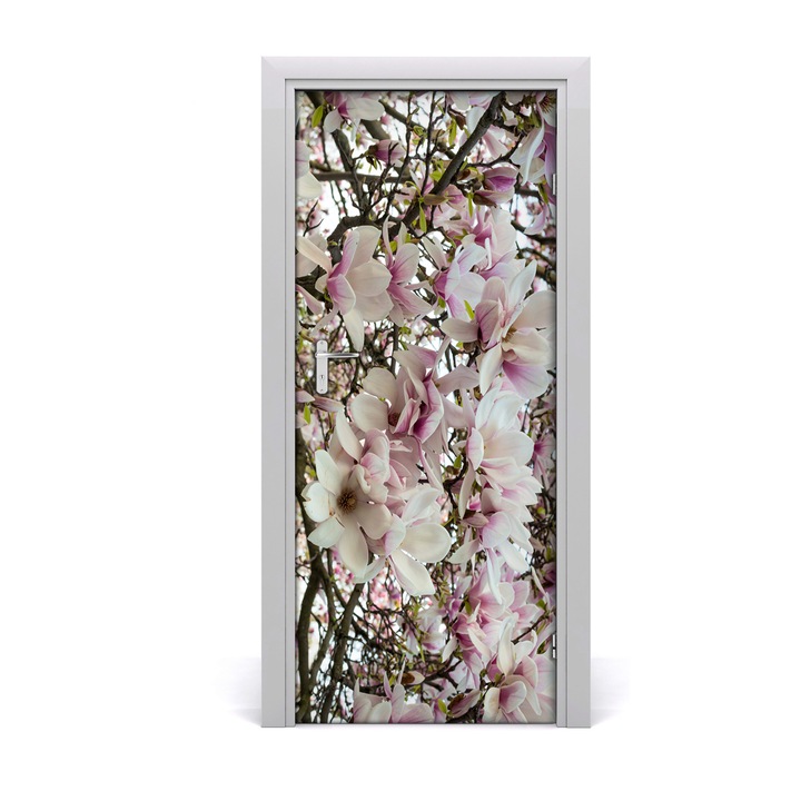 Stickere decorative. Tulup. Autocolante pentru usi. model Wall Decal autocolant flori Usa Magnolia. 85 x 205 cm