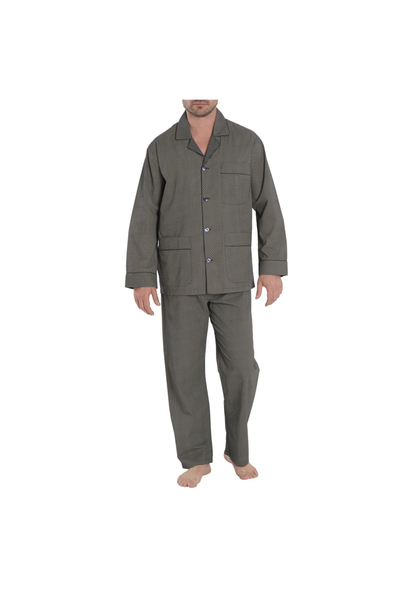 Set pijamale pentru barbati El Buho Nocturno, Bumbac, Gri/Negru, Gri/Negru