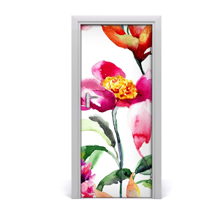 Stickere decorative. Tulup. Autocolante pentru usi. model flori de camp. 85 x 205 cm