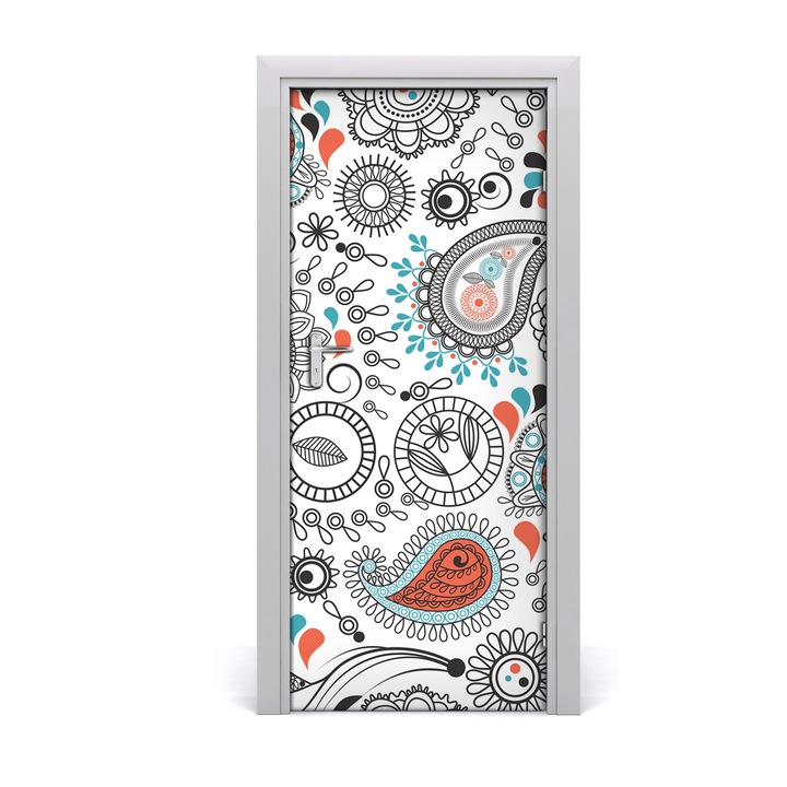 Stickere decorative. Tulup. Autocolante pentru usi. model ornamente. 85 x 205 cm