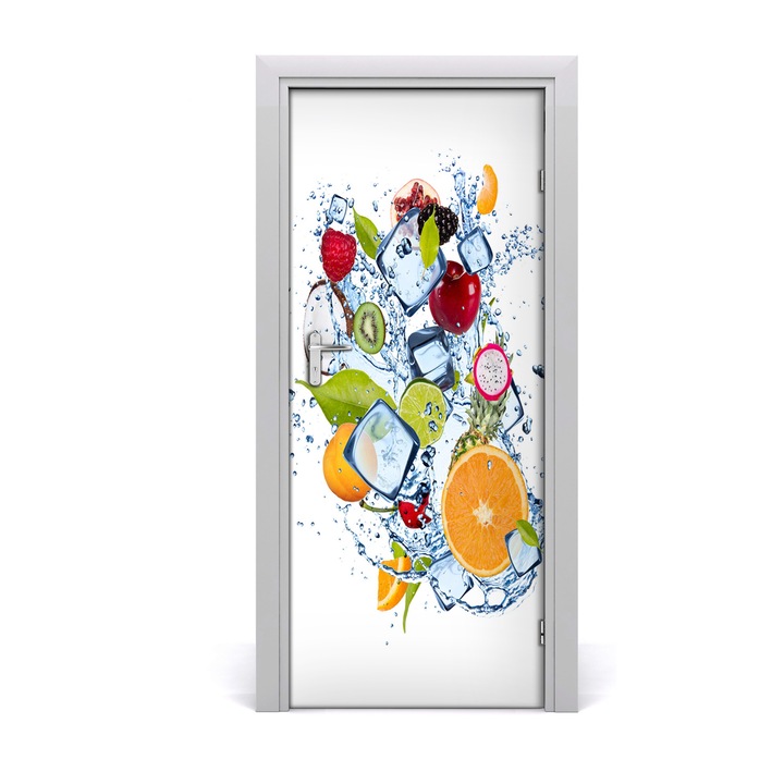 Stickere decorative. Tulup. Autocolante pentru usi. model Fructe si gheata. 02. 85 x 205 cm
