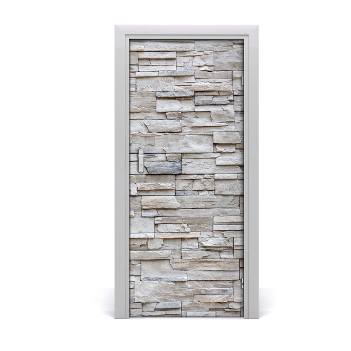 Dekoratív Matricák, Ajtómatrica, Tulup, Kő Fal, Kék, 010120130090000008924, 85 cm x 205 cm