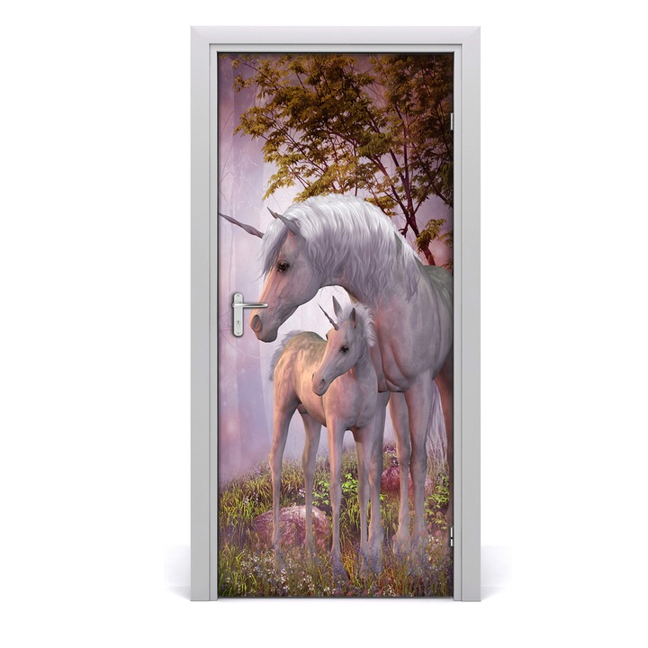 Stickere decorative. Tulup. Autocolante pentru usi. model perete unicorni. 95x205 cm