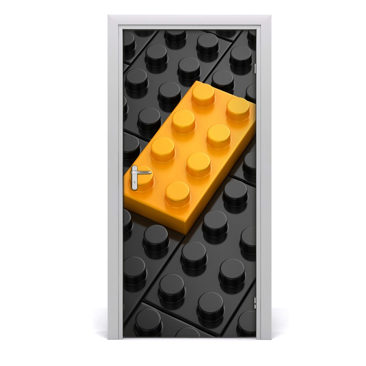 Stickere decorative, Tulup, Autocolante pentru usi, model perete Lego, 95x205 cm
