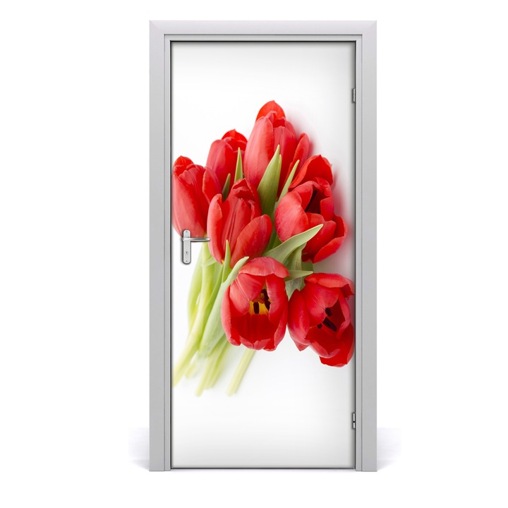 Stickere decorative. Tulup. Autocolante pentru usi. model lalele rosii. 95x205 cm