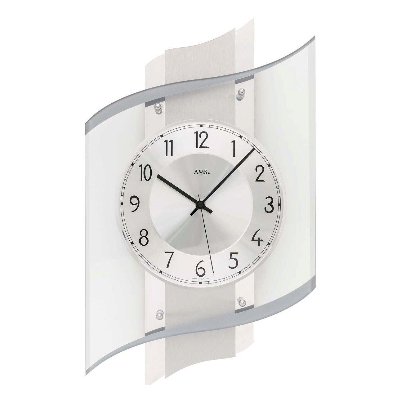 Ceas de perete AMS 5516, Quartz, Argintiu, Analogic, Modern