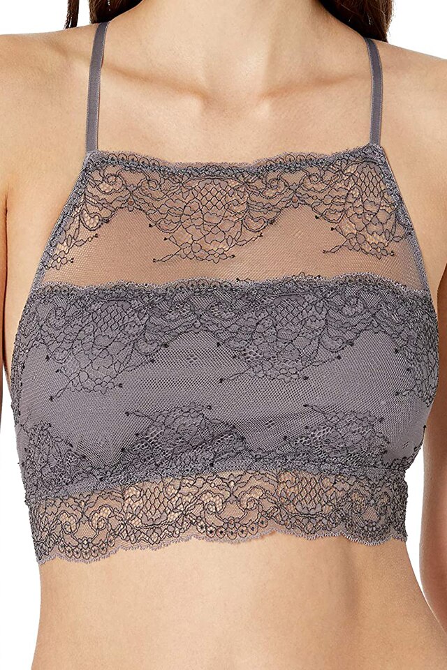 Bustiera cu dantela dama, Mae, Gri/Negru