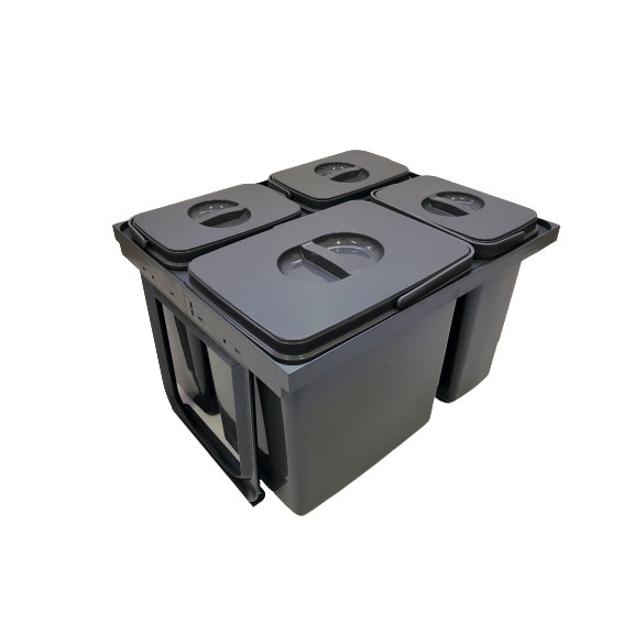 Cos de gunoi Jazz 45 incorporabil, colectare selectiva, 1 compartiment x15 litri si 3x7 litri, H300 mm