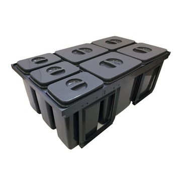 Cos de gunoi Jazz 90 incorporabil, colectare selectiva, 4 compartimente x15 litri si 3x7 litri, H300 mm Cos de gunoi Jazz 90 incorporabil, colectare selectiva, 4 compartimente x15 litri si 3x7 litri, H300 mm