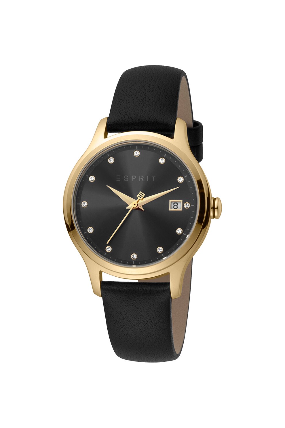 Esprit, Ceas cu o curea din piele, Negru/Auriu