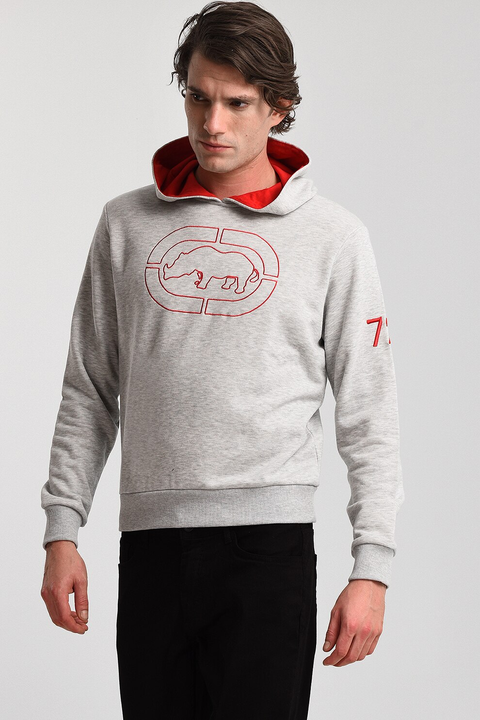 Ecko, Hanorac lejer Houston, Gri deschis melange/Rosu