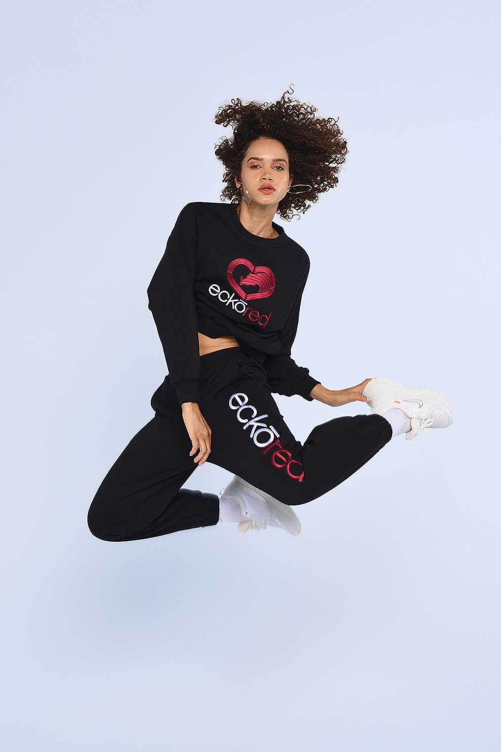 Ecko, Pantaloni sport cu logo Julia, Negru