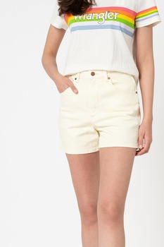 Wrangler, Pantaloni scurti mom fit din denim, galben pal Wrangler, Pantaloni scurti mom fit din denim, galben pal