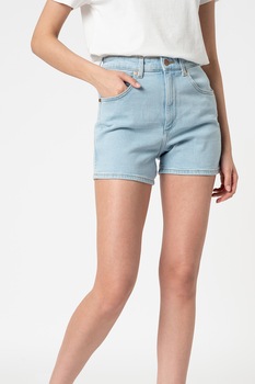 Wrangler, Pantaloni scurti din denim cu talie inalta, Albastru deschis Wrangler, Pantaloni scurti din denim cu talie inalta, Albastru deschis