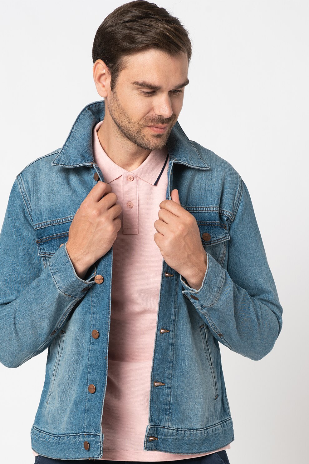 Wrangler, Jacheta din denim Hemp Lite, Albastru