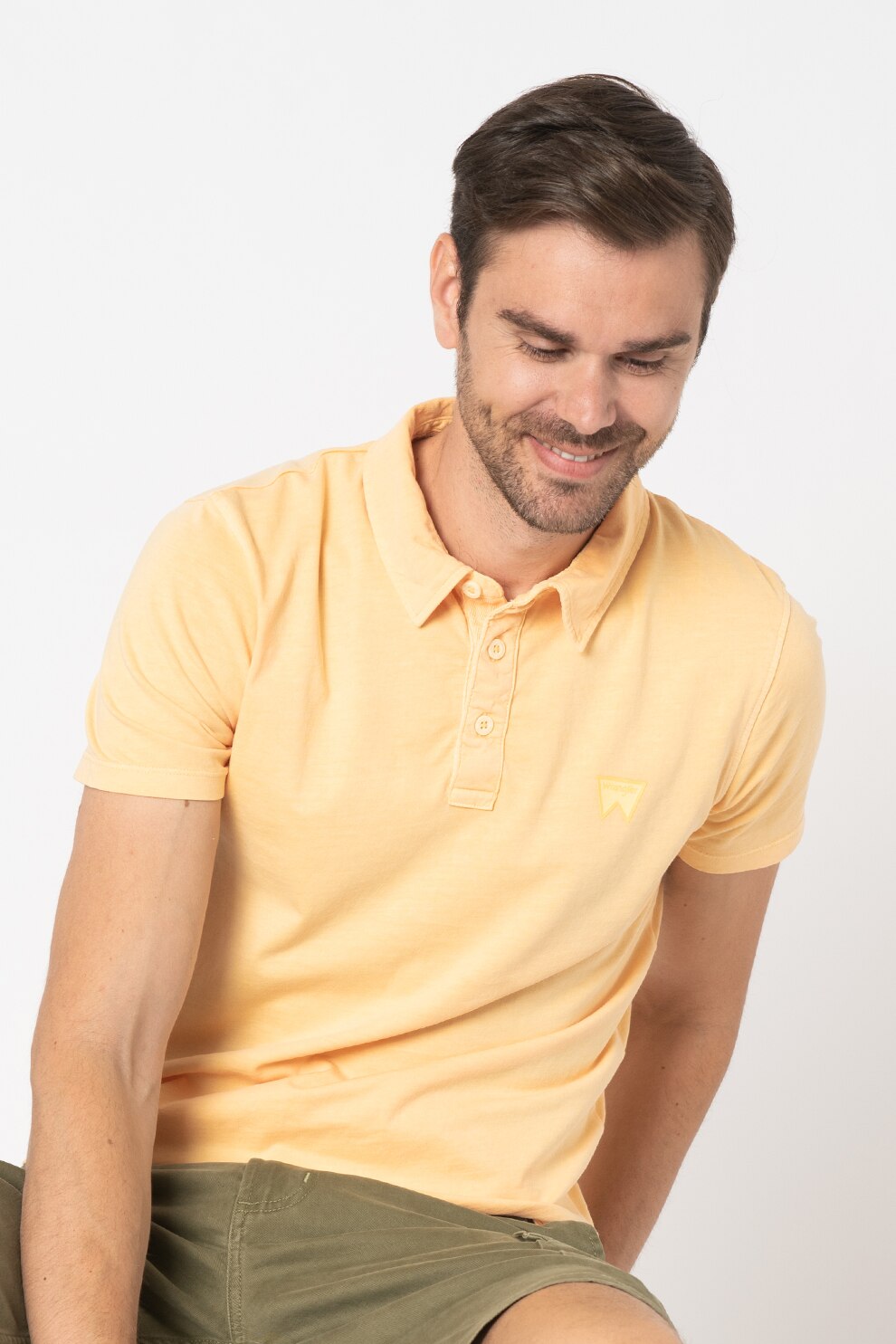 Wrangler, Tricou polo regular fit din bumbac Andba, Oranj pal