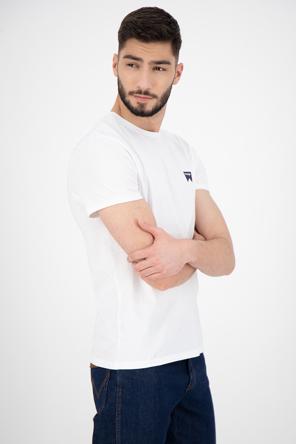 Wrangler, Tricou din bumbac cu logo, Alb