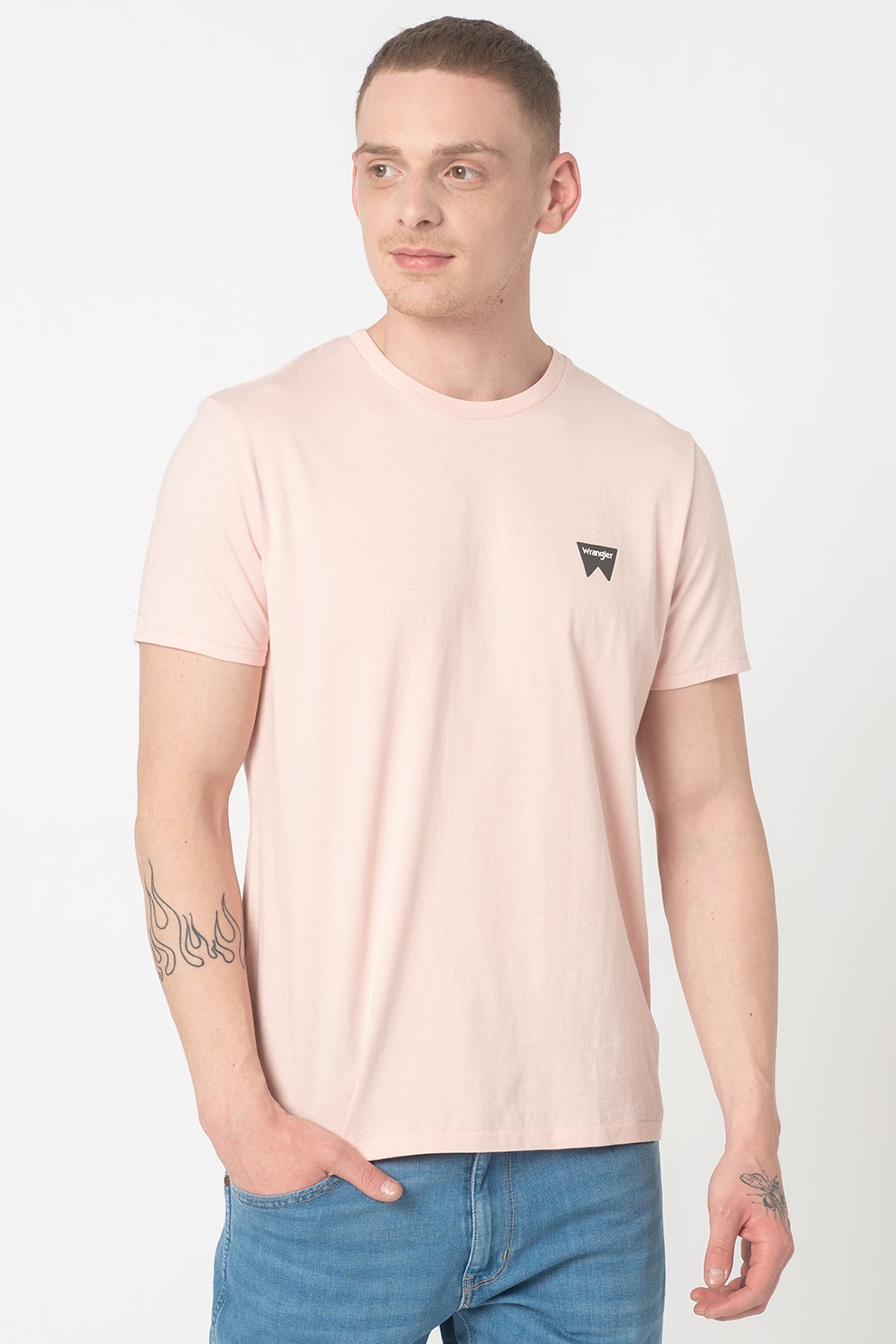 Wrangler, Tricou cu logo, Roz pastel