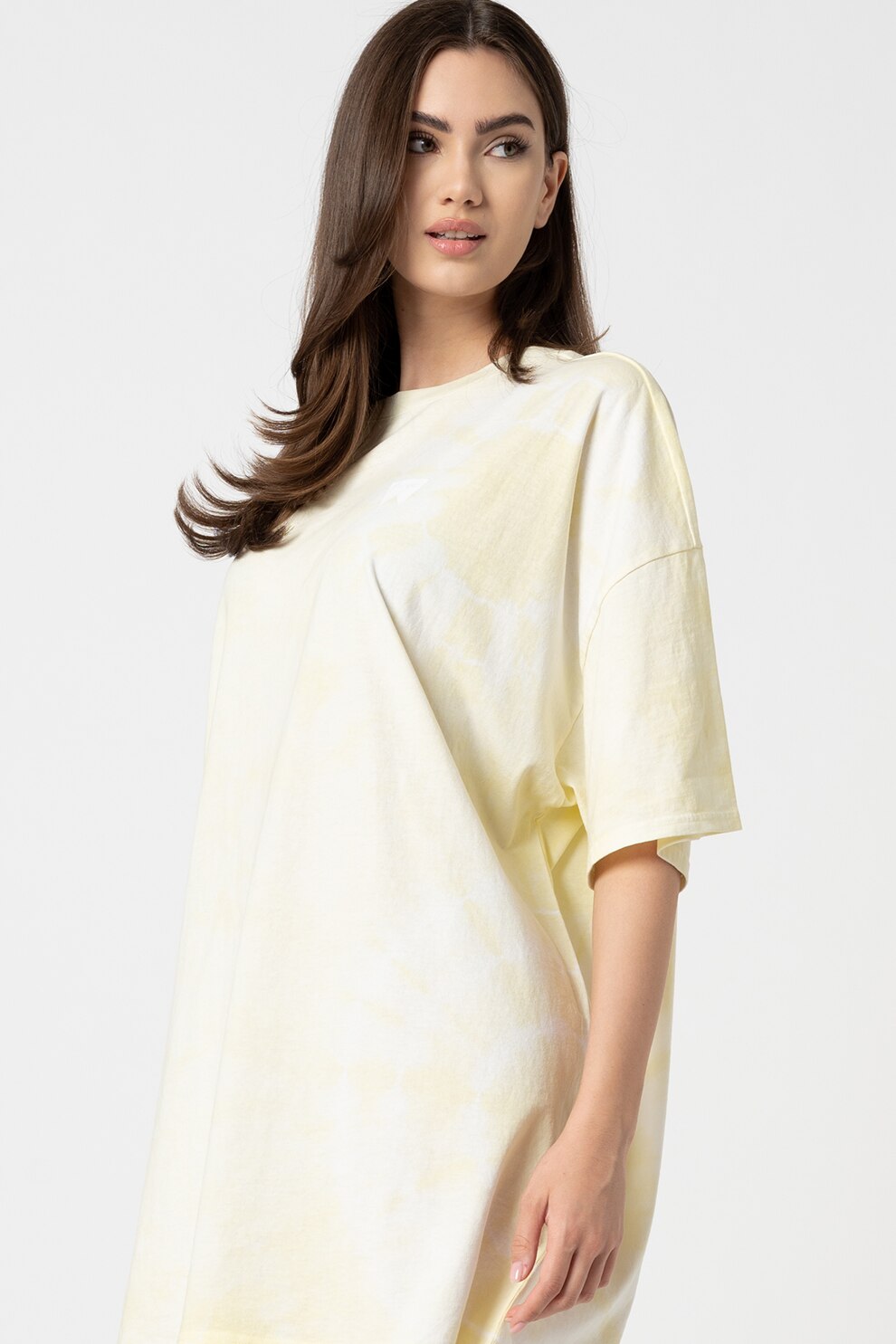 Wrangler, Rochie tip tricou cu model tie-dye, galben pal