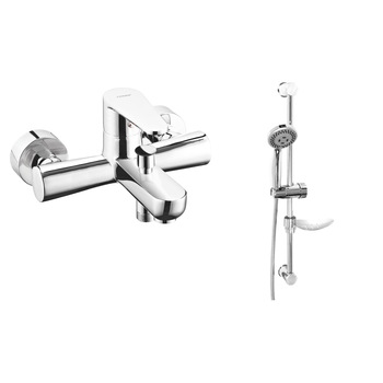 Set dus fix si mobil, Ferro, cu savoniera crom+Baterie cada/dus Set dus fix si mobil, Ferro, cu savoniera crom+Baterie cada/dus