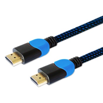 Cablu profesional HDMI 2.0 Savio GCL-05,tesatura nylon, albastru/negru,4K pentru Playstation, 3m Cablu profesional HDMI 2.0 Savio GCL-05,tesatura nylon, albastru/negru,4K pentru Playstation, 3m