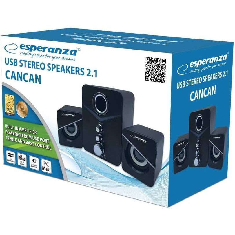 Boxe 2.1 Cancan cu USB si jack 3.5 mm, cablu 1.2 m, control volum