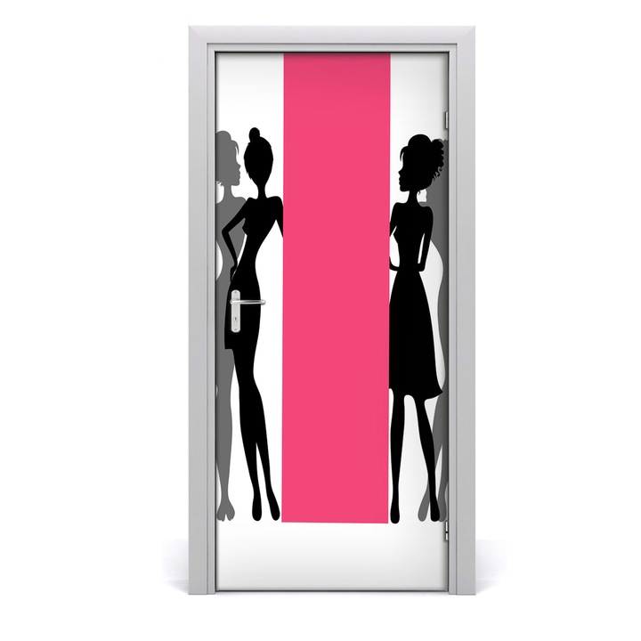 Stickere decorative, Tulup, Autocolante pentru usi, model siluete de femei, 95x205 cm