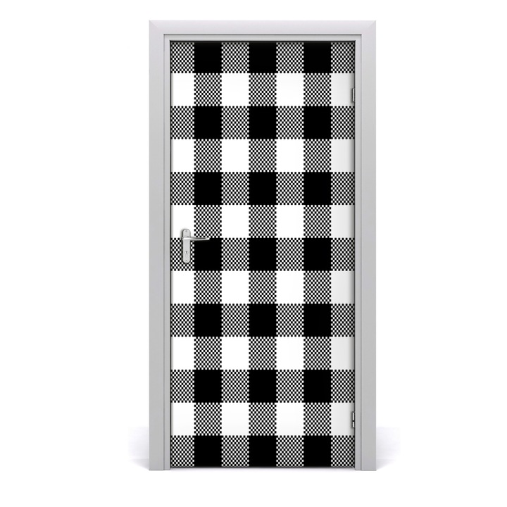 Stickere decorative, Tulup, Autocolante pentru usi, model zabrele alb-negru, 95x205 cm