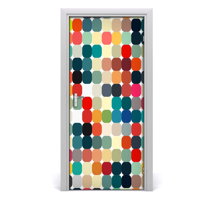 Stickere decorative, Tulup, Autocolante pentru usi, model fundal geometrica, 09, 95x205 cm