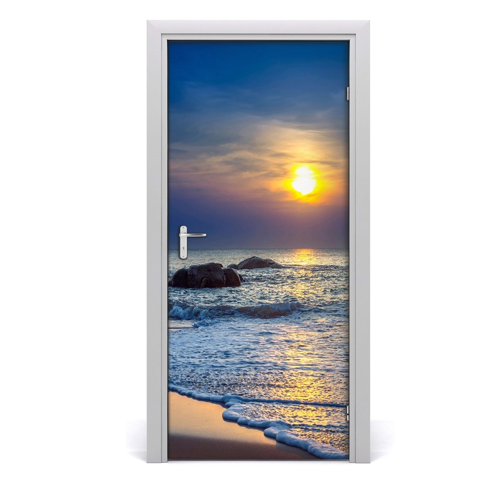 Stickere decorative, Tulup, Autocolante pentru usi, model Sunset Beach, 95x205 cm